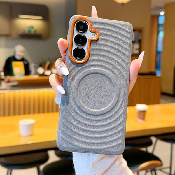 Mobilskal för Samsung Galaxy S26 Plus Magnetiskt Konstläder - Grå
