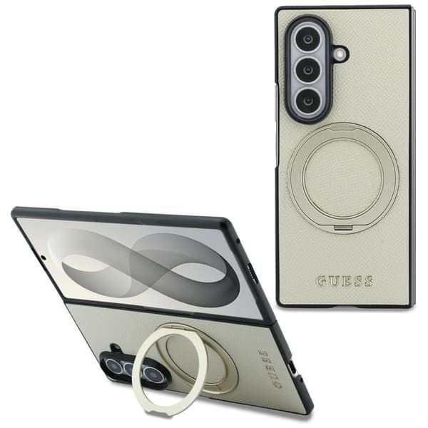 Guess Mobilskal För Galaxy Z Fold 8 Ultra MagSafe Ring Stand Grained Classic