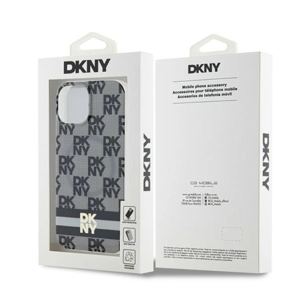 DKNY iPhone 15/14/13 Mobilskal Magsafe IML Checkered Mono Pattern Svart