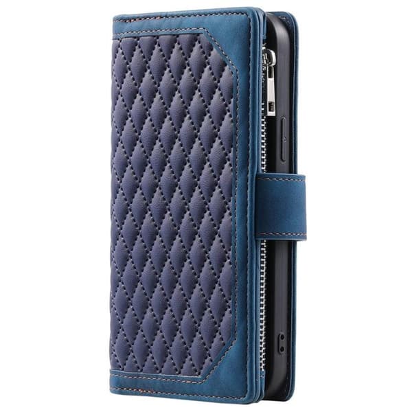 iPhone 14 Pro Max Plånboksfodral Rhombus - Blå Blå