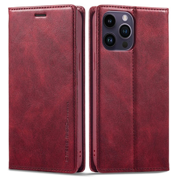 LC.IMEEKE iPhone 15 Pro Max Plånboksfodral i Konstläder - Röd