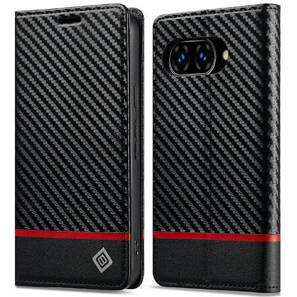 LC.IMEEKE Google Pixel 9a Konstläder Plånboksfodral - Kolfiber - Vit