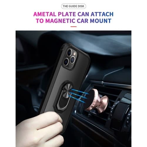 Magnet Ring Flexicase Taske Cover til iPhone 11 Pro Max - Sort Black