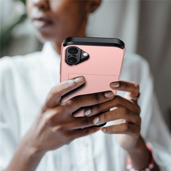AMORUS Mobilskal till iPhone 17 Med Glidande Korthållare - Silver Silver