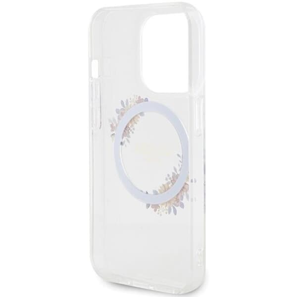 Guess iPhone 15 Pro Max Mobilskal Magsafe IML Blomsterkrans Transparent