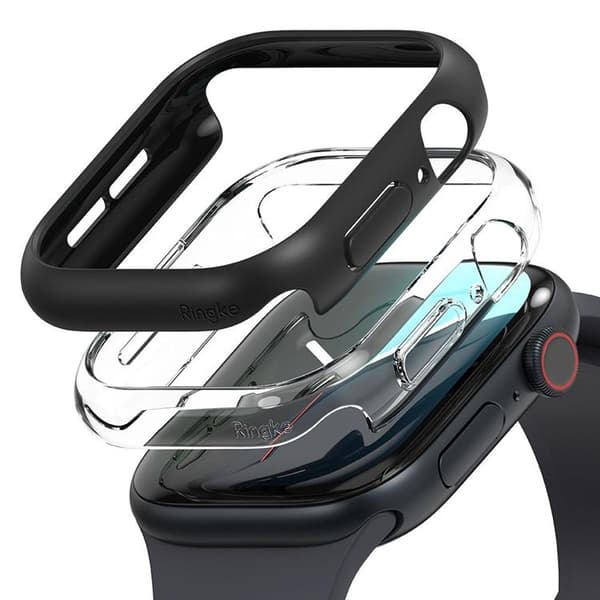 [2-Pakke] Ring Apple Watch 46 mm Series 10 Etui Slim - Klar/Sort Black