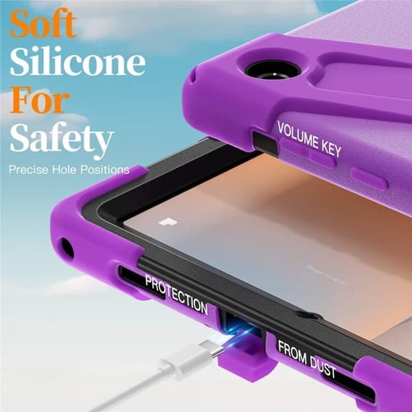 Mobilskal till Galaxy Tab A11 Plus Kickstand Silikon Axelrem Lila