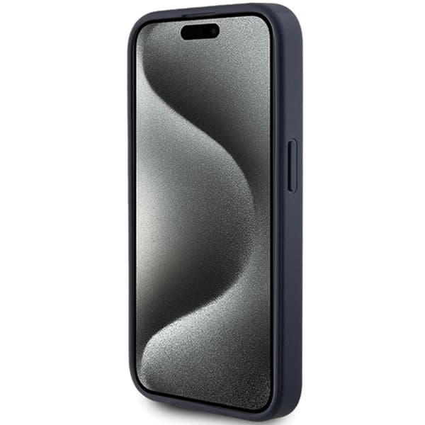 Guess iPhone 15 Pro Mobilskal 4G Triangle Metal Logo - Blå Blå