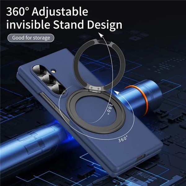 Mobilskal till Galaxy Z Fold7 5G Ring Kickstand Hård PC - Blå Blå