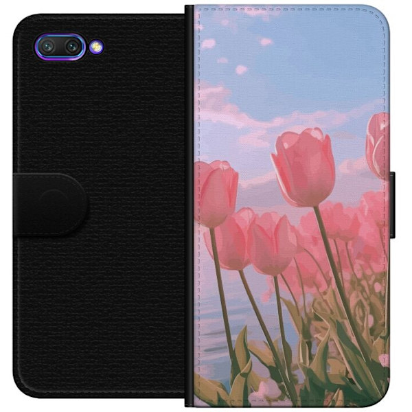 Pung etui til Honor 10 med lyserøde tulipaner