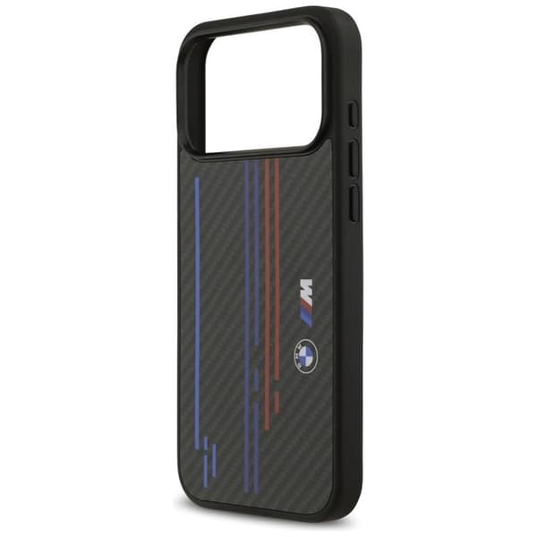 BMW telefontaske til iPhone 17 Pro Max MagSafe M Kevlar linjer & Logo - Sort Svart