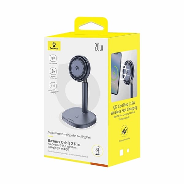 Baseus Qi2 20W MagSafe Trådlös Laddare 2-i-1 Orbit 2 Pro Grå