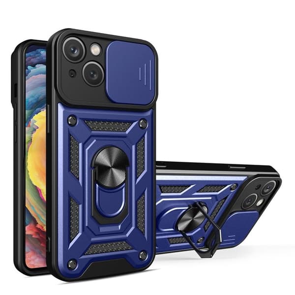 iPhone 15 Plus -puhelimen suojakuori Camshield Hybrid Armor - sininen Blå