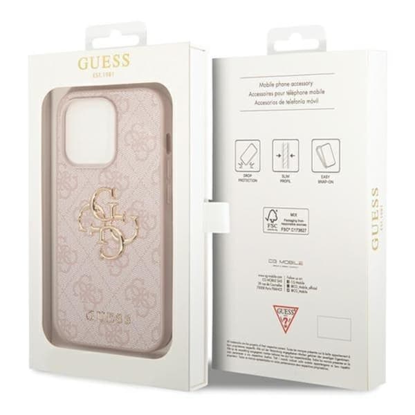 Guess iPhone 15 Pro Max Mobilskal 4G Big Metal Logo - Rosa Rosa