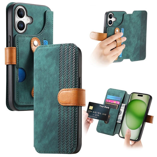 Plånboksfodral För iPhone 17 Armband Kickstand - Grön Grön
