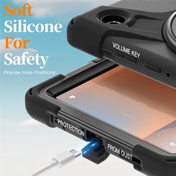 Mobilskal till Galaxy Tab A11 Kickstand Silikon Axelrem Svart