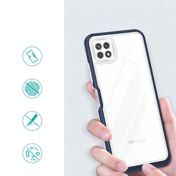 Galaxy A22 5G Skal Clear 3in1 - Blå