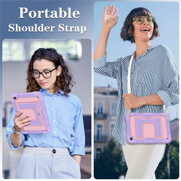 Mobilskal till Galaxy Tab A9 Plus Kickstand Med Rem Anti Drop Lila