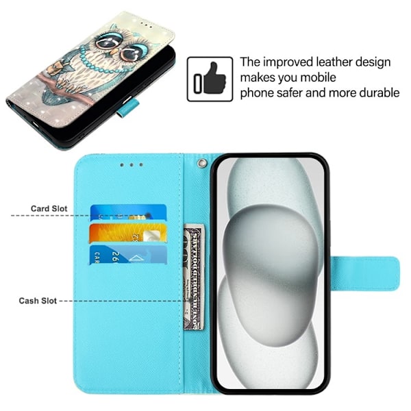 iPhone 16 Pro Plånboksfodral Printing Pattern Med Rem Grå