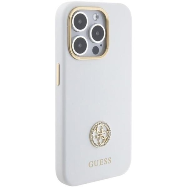 Guess iPhone 15 Pro Max Mobilskal Silikon Logo Strass 4G - Hvid