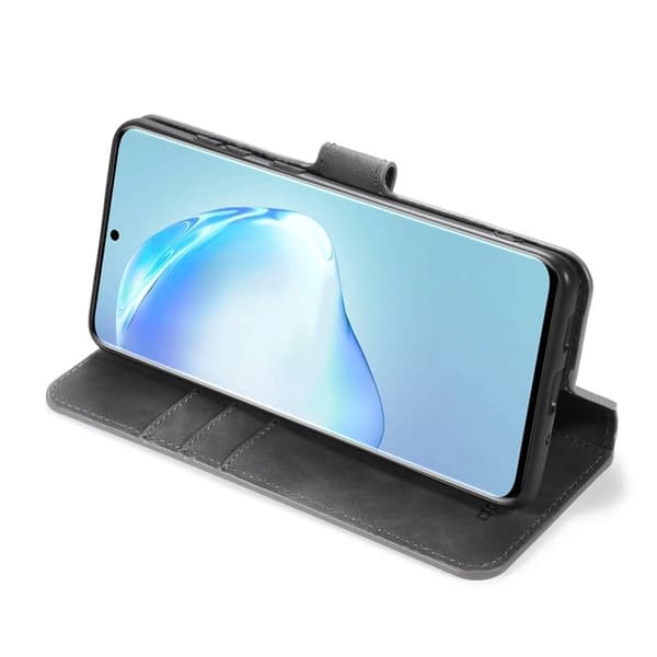 DG.MING Retro Konstläder Plånboksfodral Mobilskal för Samsung Galaxy S20 - Grå