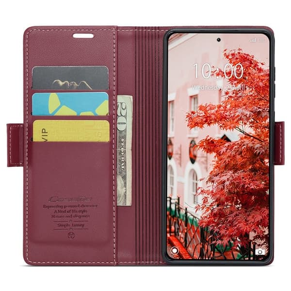 CASEME Xiaomi 14 Pro Plånboksfodral Konstläder RFID-Skydd Röd