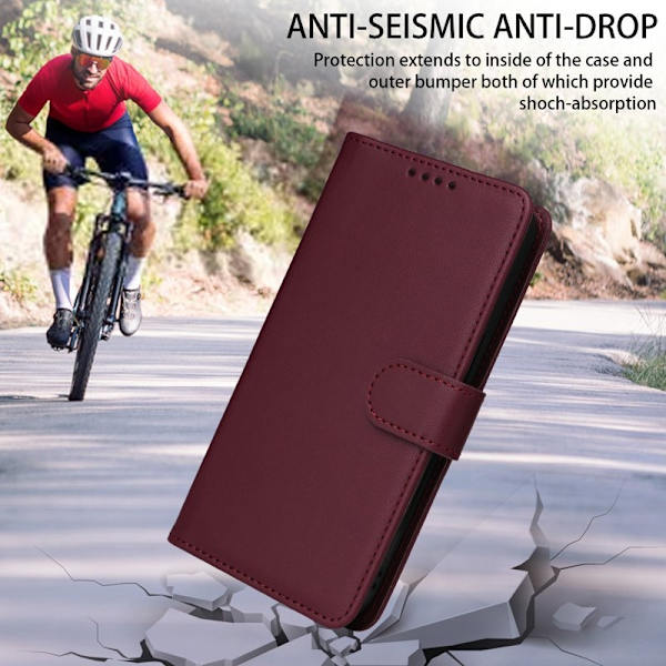 BETOPNICE iPhone 15 Pro Plånboksfodral - Avtagbart Konstläder - Vinröd