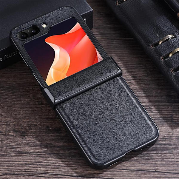 Mobilskal för Galaxy Z Flip 6/7 FE Läder + PC Hinge