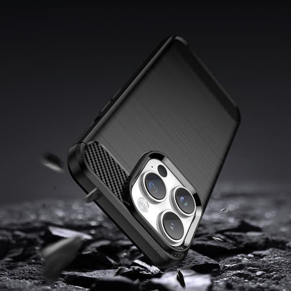 iPhone 15 Pro -puhelimen kuori Carbon Flexible - Musta Black