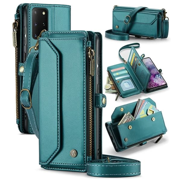 CASEME Plånboksfodral Konstläder för Samsung Galaxy S20 Plus - Grön