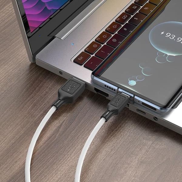 HOCO USB Till USB-C 1m Kabel 3A X90 - Vit Vit