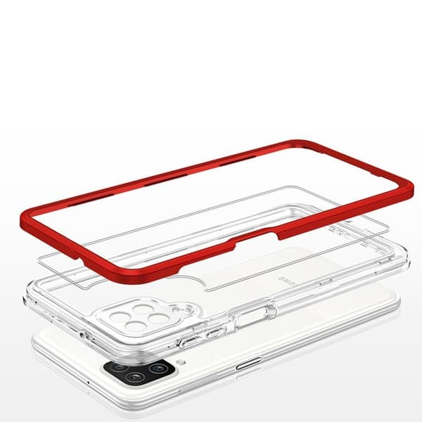 Galaxy A22 4G Skal Clear 3in1 - Punainen Röd