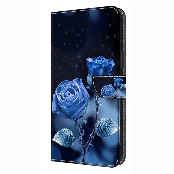 Plånboksfodral för Samsung Galaxy S26 Plus Mönstertryck Ställ - Blå rosor