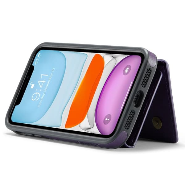 DG.MING iPhone 11 Konstläder Plånboksfodral med Kortfickor - Lila
