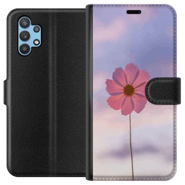 Pungcover til Samsung Galaxy A32 5G med lyserød blomst