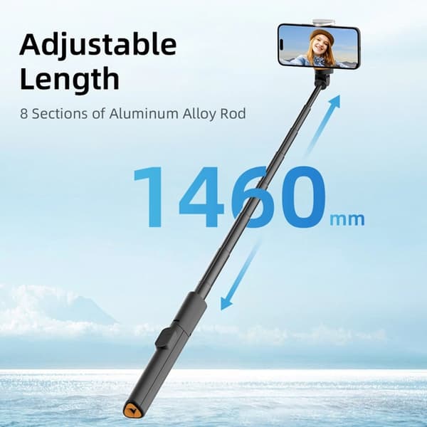 Tech-Protect Bluetooth Selfie Stick Stativ - Sort Svart