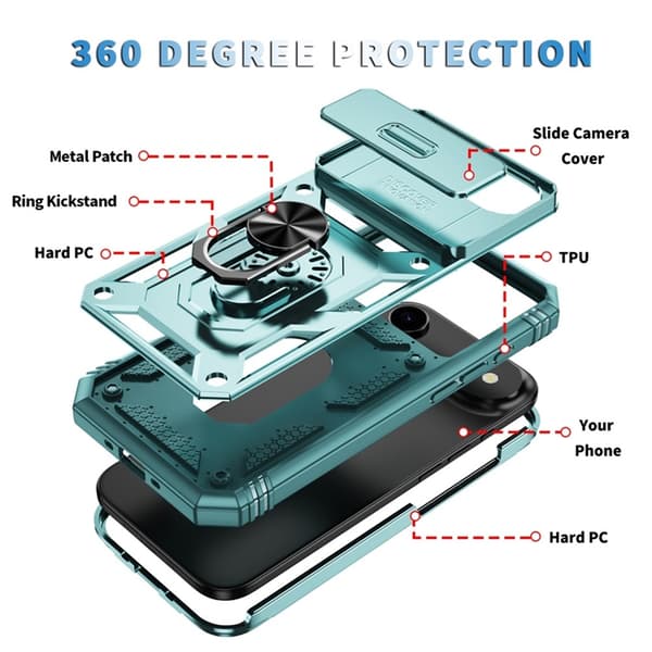 Mobilskal till iPhone Air Slide Camshield Kickstand - Grön Grön