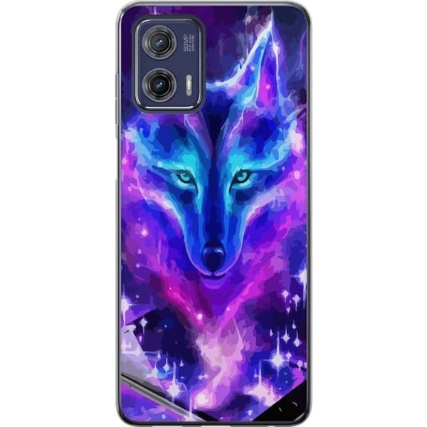 Telefontaske til Motorola Moto G73 med Neon Wolf