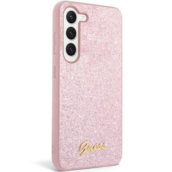 Guess Galaxy S24 Mobilskal Glitter Script - Rosa Rosa