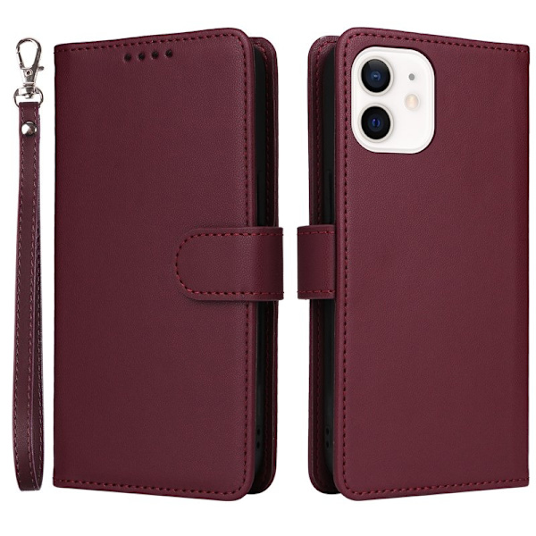 BETOPNICE iPhone 12 mini Plånboksfodral - Avtagbart Konstläder - Vinröd