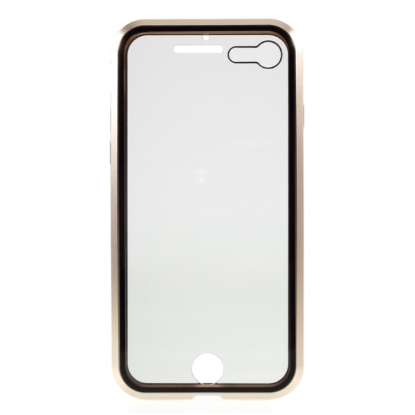 Magnetisk metaletui med hærdet glas iPhone 7/8 / SE 2020 - Guld Yellow