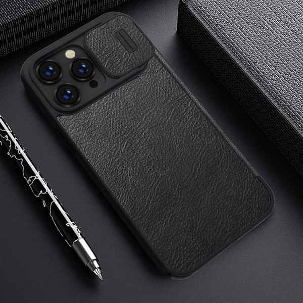 Nillkin iPhone 14 Pro Max Plånboksfodral QinPro Läder - Svart Svart