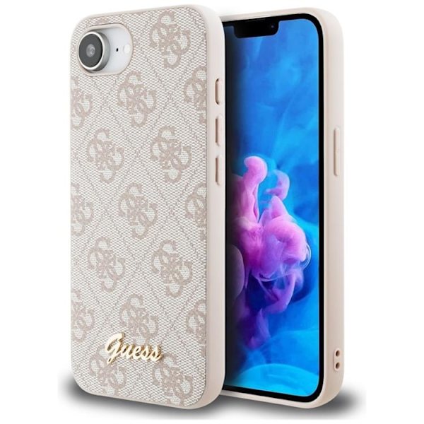 Guess telefontaske til iPhone 16e MagSafe 4G Script Logo - Lyserød Rosa