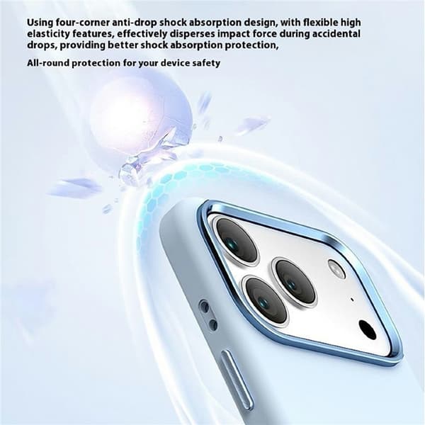 Mobilskal till iPhone 17 Pro med Metall Linsbåge Liquid Silikon - Rosa Rosa