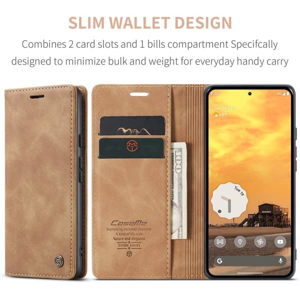 CASEME 013 Plånboksfodral för Google Pixel 10 Pro/10/9 Pro/9 - Brun