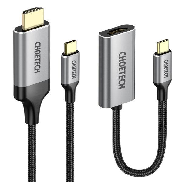 Choetech HUB USB-C-HDMI-kaapeli 2m - harmaa Grey