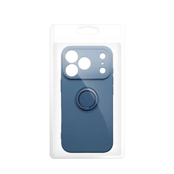 Mobilskal för iPhone 18 Pro Max Silikon Ring - Mörkblå Blå
