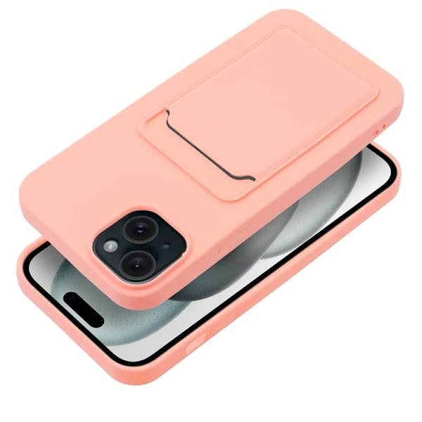 iPhone 15 Plus Mobilskal Korthållare - Rosa