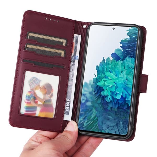 BETOPNICE Samsung Galaxy S20 FE Plånboksfodral Konstläder - Vinröd