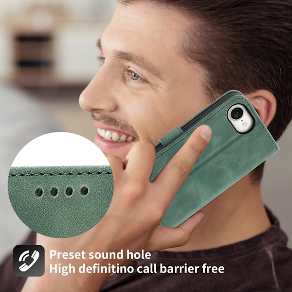 DIERFENG DF-03 iPhone 16 Plånboksfodral i Konstläder - Grön